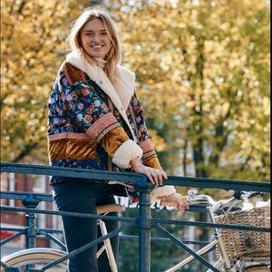 Free people velvet trim patchwork jacket